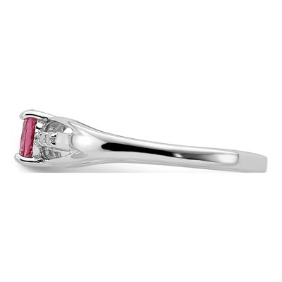 Sterling Silver Pink Tourmaline & Diamond Ring – view 4