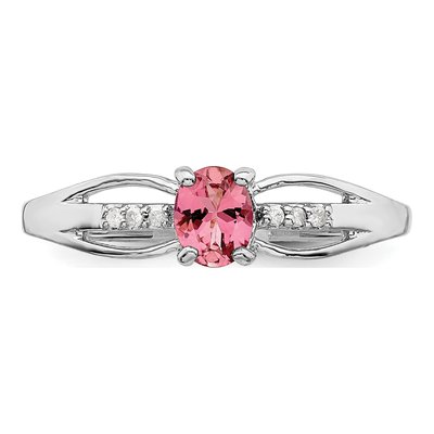Sterling Silver Pink Tourmaline & Diamond Ring – view 5