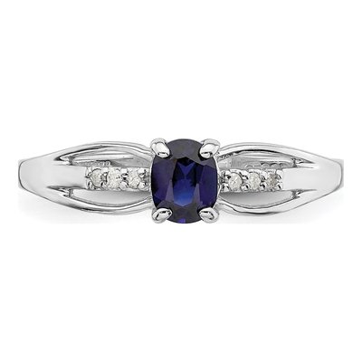 Sterling Silver Lab-Created Sapphire & Diamond Ring – view 5