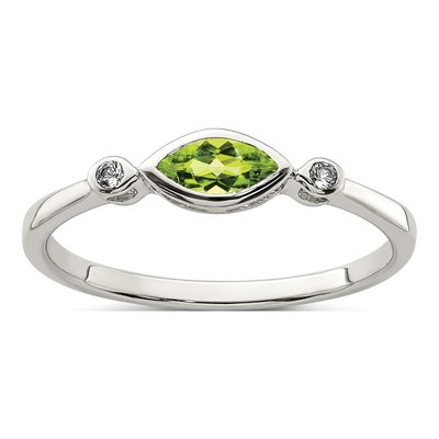 Sterling Silver Peridot & White Topaz Ring