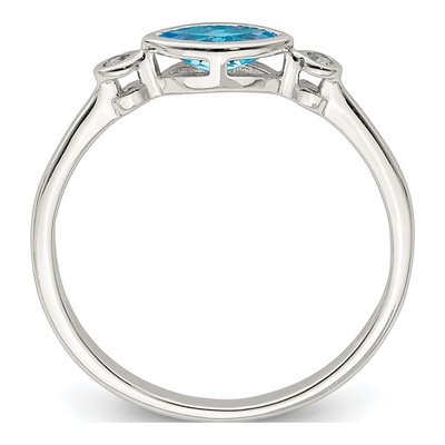 Sterling Silver Sky Blue Topaz & White Topaz Ring – view 3