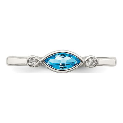 Sterling Silver Sky Blue Topaz & White Topaz Ring – view 6