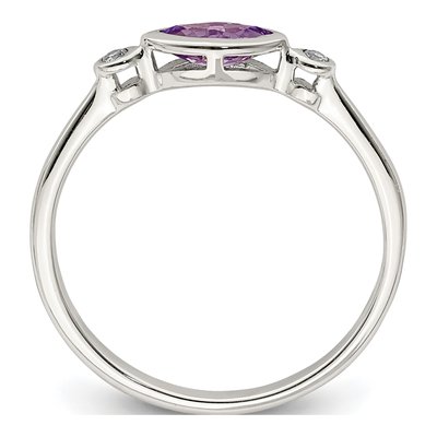 Sterling Silver Amethyst & White Topaz Ring – view 3