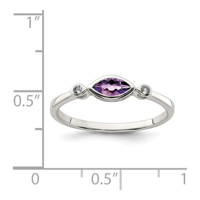 Sterling Silver Amethyst & White Topaz Ring – view 4