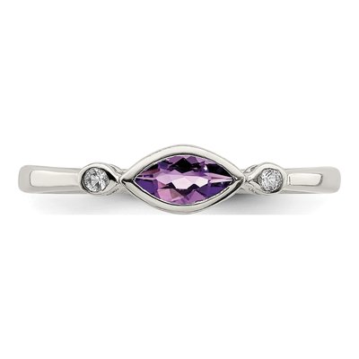 Sterling Silver Amethyst & White Topaz Ring – view 6