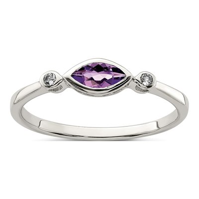 Sterling Silver Amethyst & White Topaz Ring