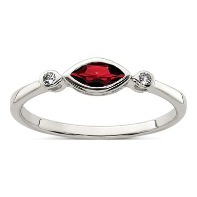 Sterling Silver Garnet & White Topaz Ring
