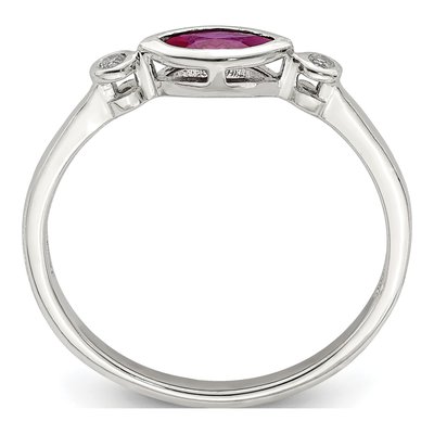 Sterling Silver Lab-Created Ruby & White Topaz Ring – view 3
