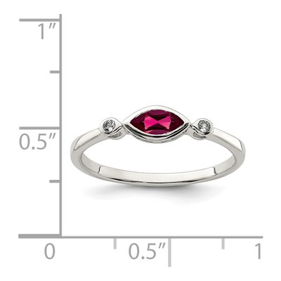 Sterling Silver Lab-Created Ruby & White Topaz Ring – view 4