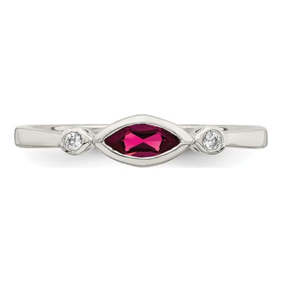Sterling Silver Lab-Created Ruby & White Topaz Ring – view 6