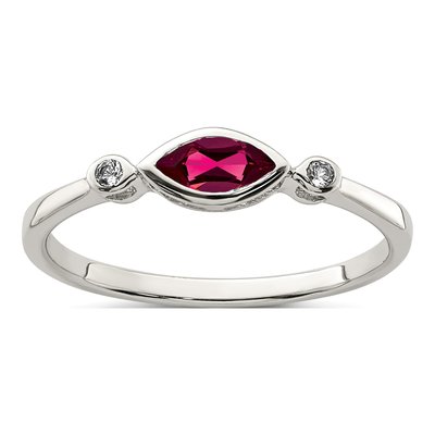 Sterling Silver Lab-Created Ruby & White Topaz Ring