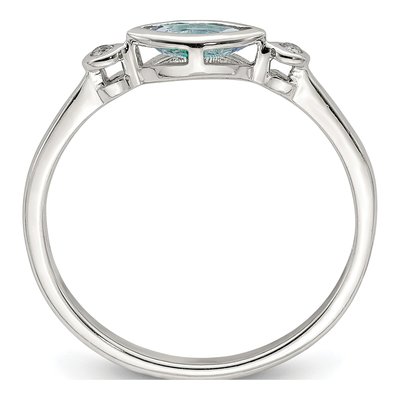 Sterling Silver Aquamarine & White Topaz Ring – view 3