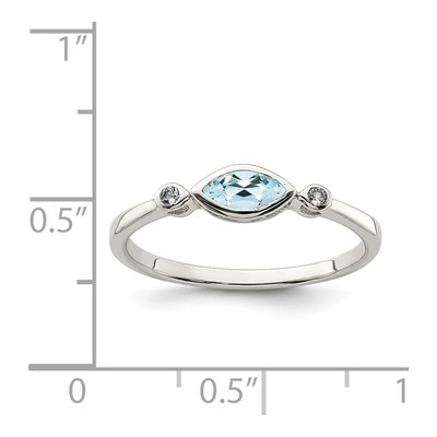 Sterling Silver Aquamarine & White Topaz Ring – view 4