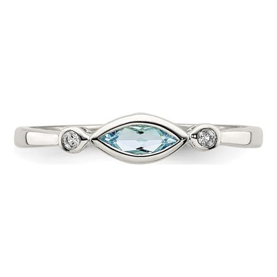 Sterling Silver Aquamarine & White Topaz Ring – view 6