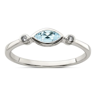 Sterling Silver Aquamarine & White Topaz Ring