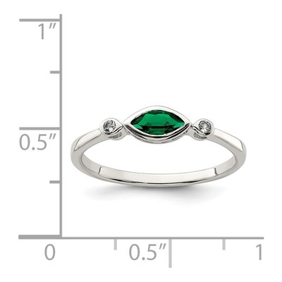 Sterling Silver Lab-Created Emerald & White Topaz Rhod-Platd Ring – view 4