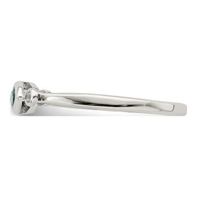 Sterling Silver Lab-Created Emerald & White Topaz Rhod-Platd Ring – view 5