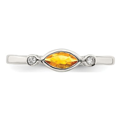 Sterling Silver Citrine & White Topaz Ring – view 6