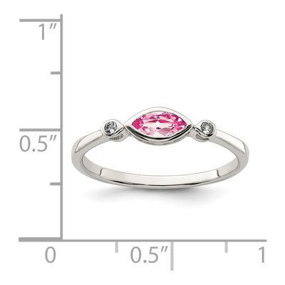Sterling Silver Pink Tourmaline & White Topaz Ring – view 4