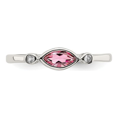 Sterling Silver Pink Tourmaline & White Topaz Ring – view 6
