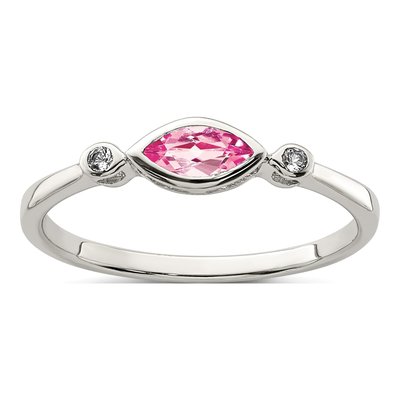 Sterling Silver Pink Tourmaline & White Topaz Ring
