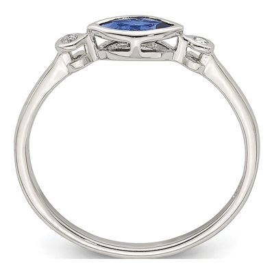 Sterling Silver Lab-Created Sapphire & White Topaz Ring – view 3