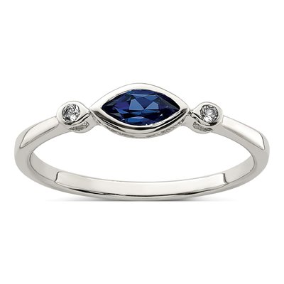 Sterling Silver Lab-Created Sapphire & White Topaz Ring