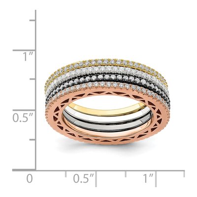 Sterling Silver 4-Band CZ Ring Set – view 4
