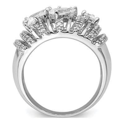 Sterling Silver CZ Pear Fancy Ring – view 3
