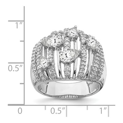 Sterling Silver CZ Pear Fancy Ring – view 4