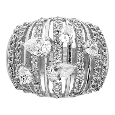 Sterling Silver CZ Pear Fancy Ring – view 6