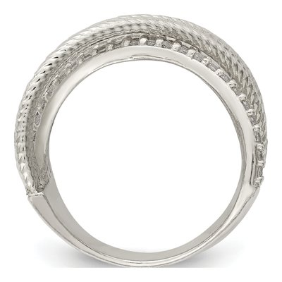 Sterling Silver CZ Textured Twisted Ring – view 3