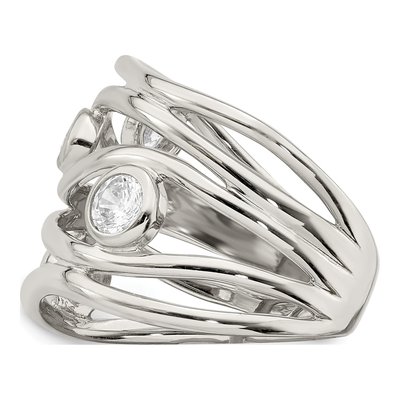 Sterling Silver CZ Fancy Statement Ring – view 5
