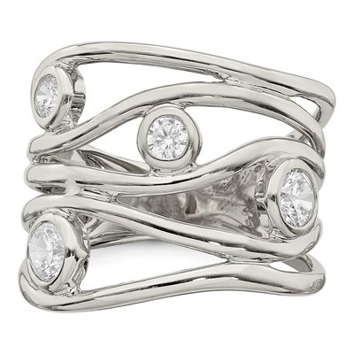 Sterling Silver CZ Fancy Statement Ring – view 6