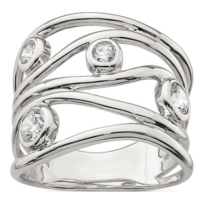 Sterling Silver CZ Fancy Statement Ring