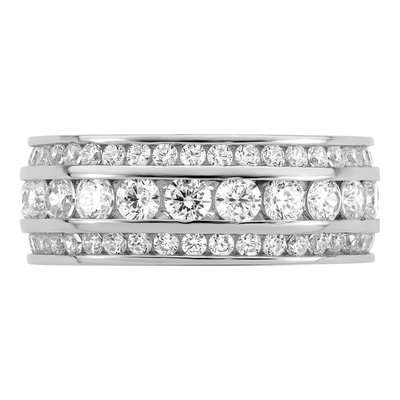 Sterling Silver CZ 3-Row Eternity Ring – view 5