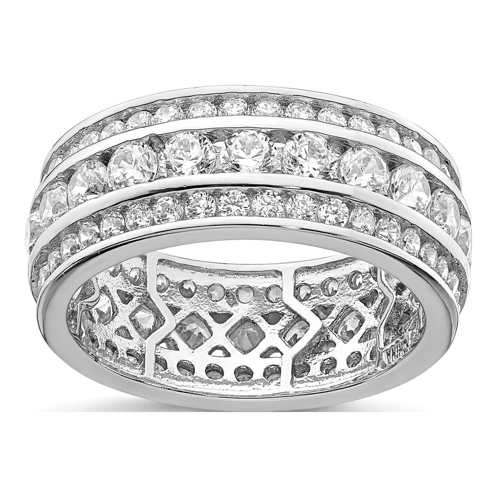 Sterling Silver CZ 3-Row Eternity Ring