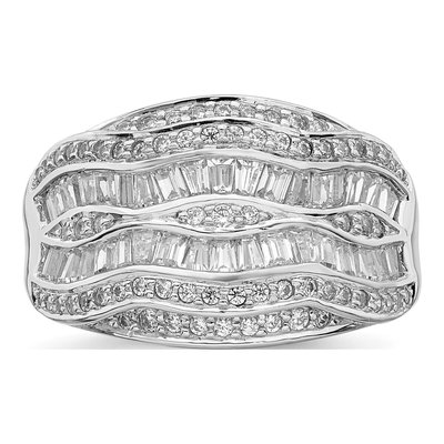Sterling Silver CZ Baguette Round Fashion Ring – view 5