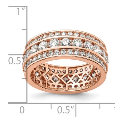 Rose Gold-Plated Sterling Silver CZ 3-Row Eternity Band – view 4