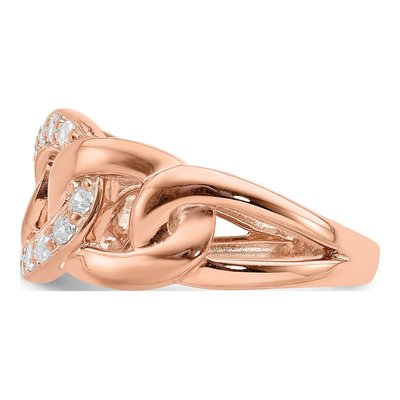 Rose Gold-Plated Sterling Silver CZ 3-Row Eternity Band – view 5