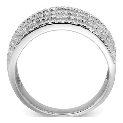 Sterling Silver CZ Wide Wedding Band – view 3