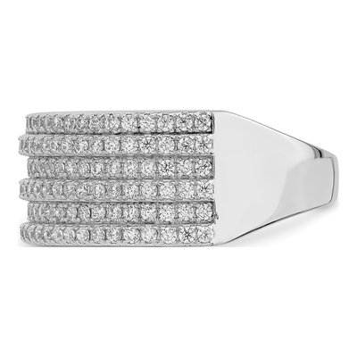 Sterling Silver CZ Wide Wedding Band – view 5