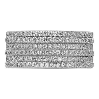 Sterling Silver CZ Wide Wedding Band – view 6