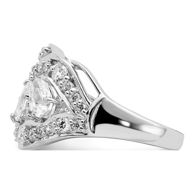 Sterling Silver CZ Pear Fancy Ring – view 4