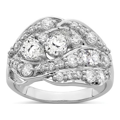 Sterling Silver CZ Pear Fancy Ring