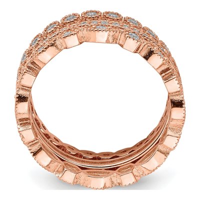 Sterling Silver Rose-Tone CZ Eternity Rings, Set of 3 – view 3