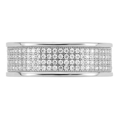 Sterling Silver CZ Pave Eternity Wedding Band – view 6