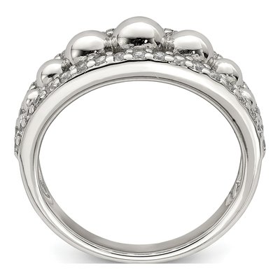 Sterling Silver CZ Beaded Domed Ring – view 3