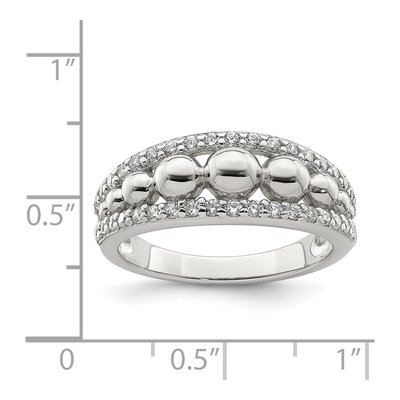 Sterling Silver CZ Beaded Domed Ring – view 4