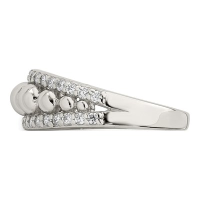 Sterling Silver CZ Beaded Domed Ring – view 5